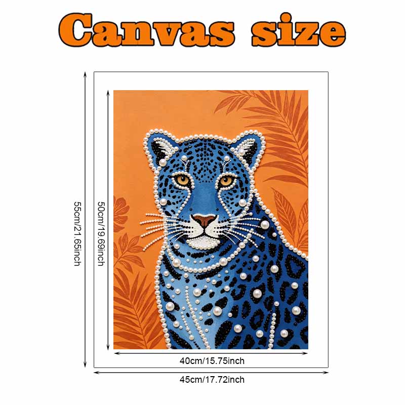 Pearl Art Painting Home Wall Decor Blue Leopard Pearl Gemstone Painting Picture Crafts Adult/Beginner Gift Creative Home Decor Unframed Room Art Style
