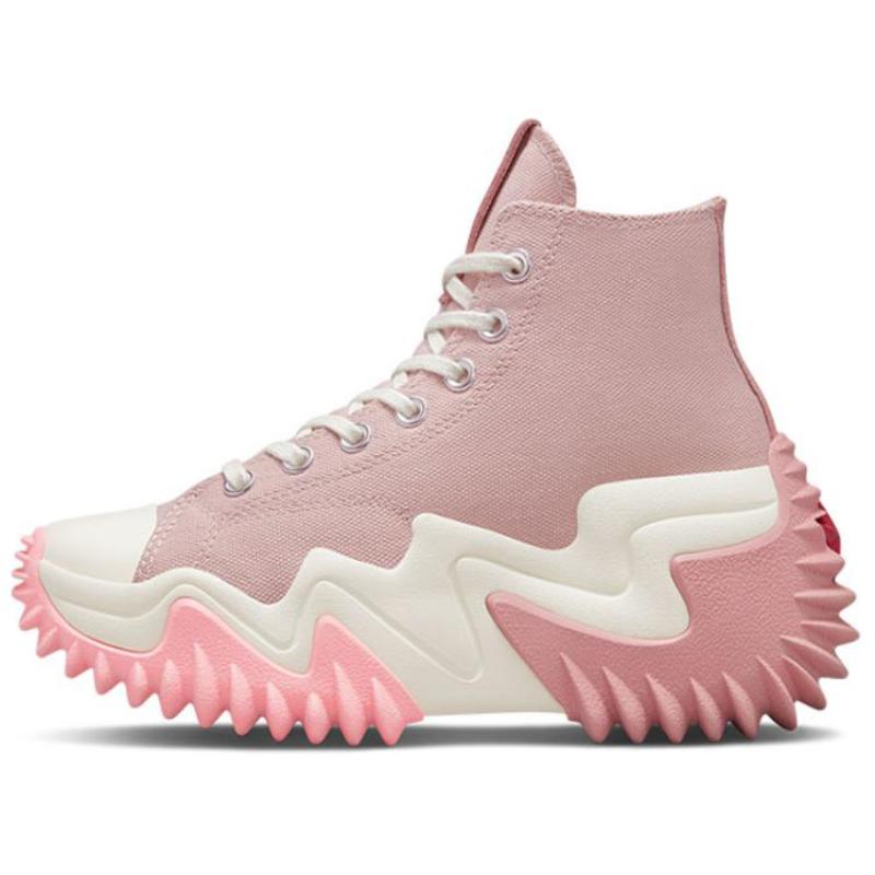 Converse Run Star Motion Универсальные Модные Износостойкие Высокие парусиновые кеды Унисекс Розовые и Белые