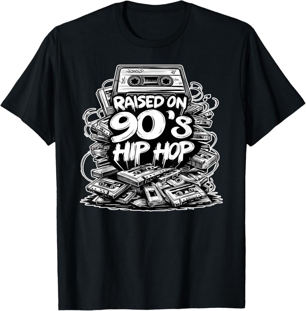 Футболка с надписью Raised ON 90s Hip HOP Cassette Tape Graffiti Rap