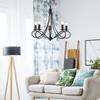 Rustic Style Ceiling Chandelier, Black Woven Steel with 5 Adjustable and Foldable Candlesticks diameter 58 x 45cm