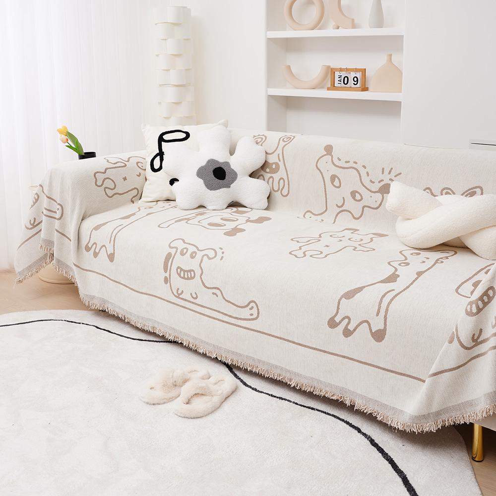 Чехол для дивана из синели, полотенце, универсальный нескользящий чехол для дивана на четыре сезона, не царапающая подушка, тканевый чехол с мультяшным принтом