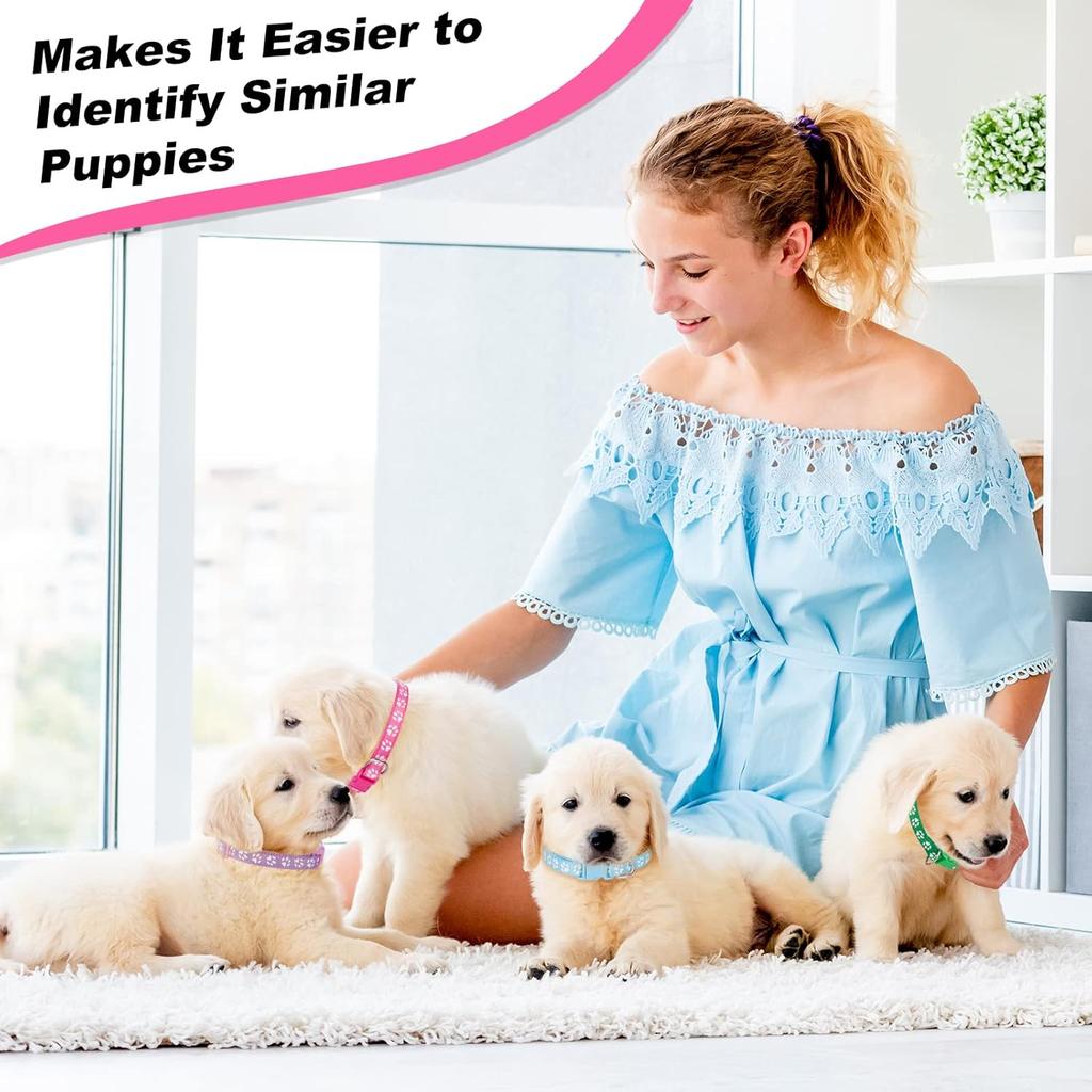 BOUMUSOE 18 Pcs Puppy Collars for Litter Adjustable Puppy Whelping Collars Soft Nylon Puppy ID Collars with Safety Quick Release Buckle for Small