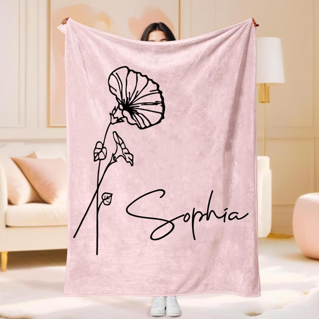 Pink flower pattern Printed Blanket for Sofa Bed Travel Camping Living Room Office Conditioning Blanket for All Seasons Gifts