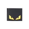 Кошелек мужской Monster Eyes, короткий, двойного сложения, цветовые блоки, телячья кожа, Черный Желтый 7M0001-O73-F0U9T