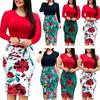 Elegant Plus Size Ladies Short/long Sleeve Floral Boho Women Party Bodycon Maxi Dress