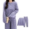 MilaCorinna Fluffy and Warm Flannel Pajama Set with a Cute Cable Perfect for and Indoor Lightweight and Perfect for Fall and A Great Women's Pattern.
