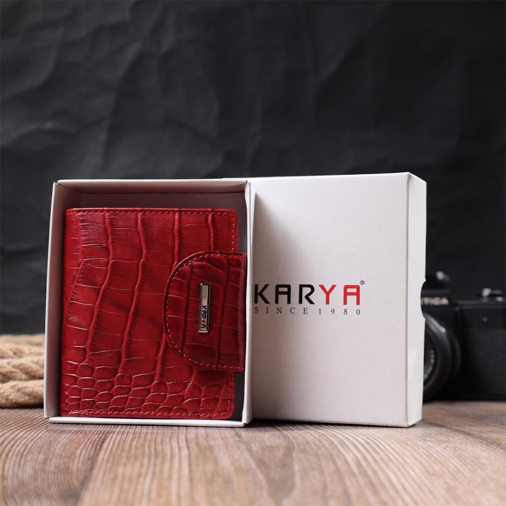 Small Women's Wallet KARYA Wallet 22819 Made of Textured Genuine Leather Red