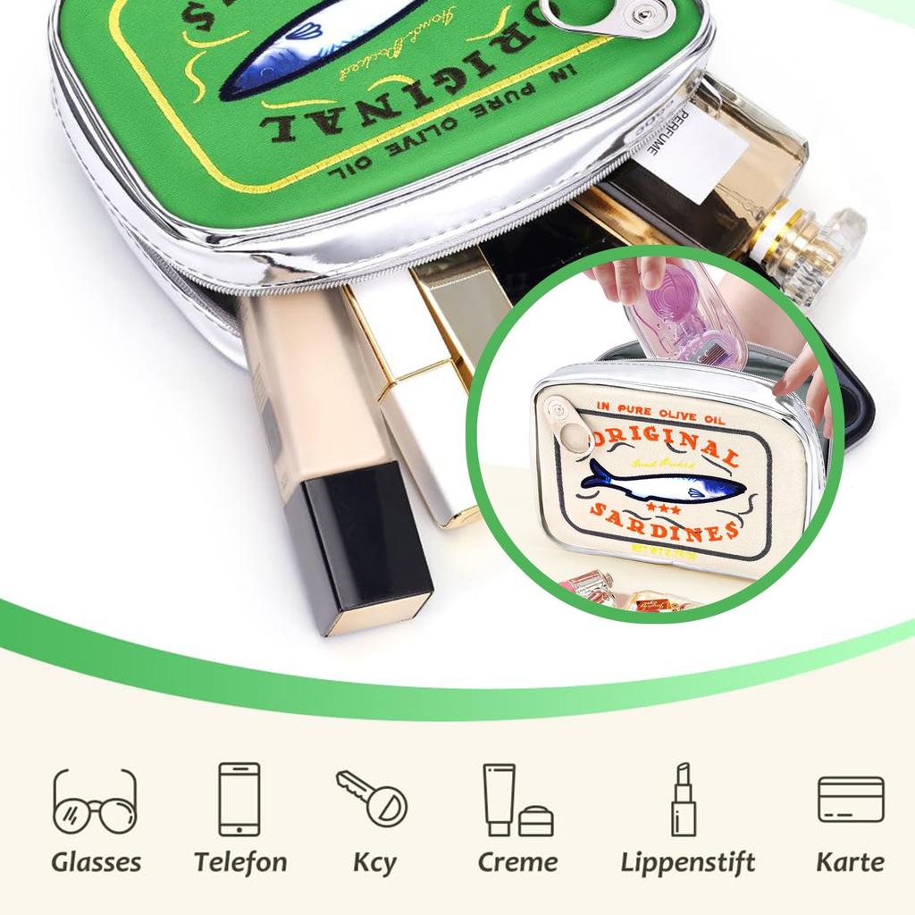 Симпатичная большая вместительная сумка для хранения консервных банок из-под сардин, интересная и персонализированная ручная косметичка