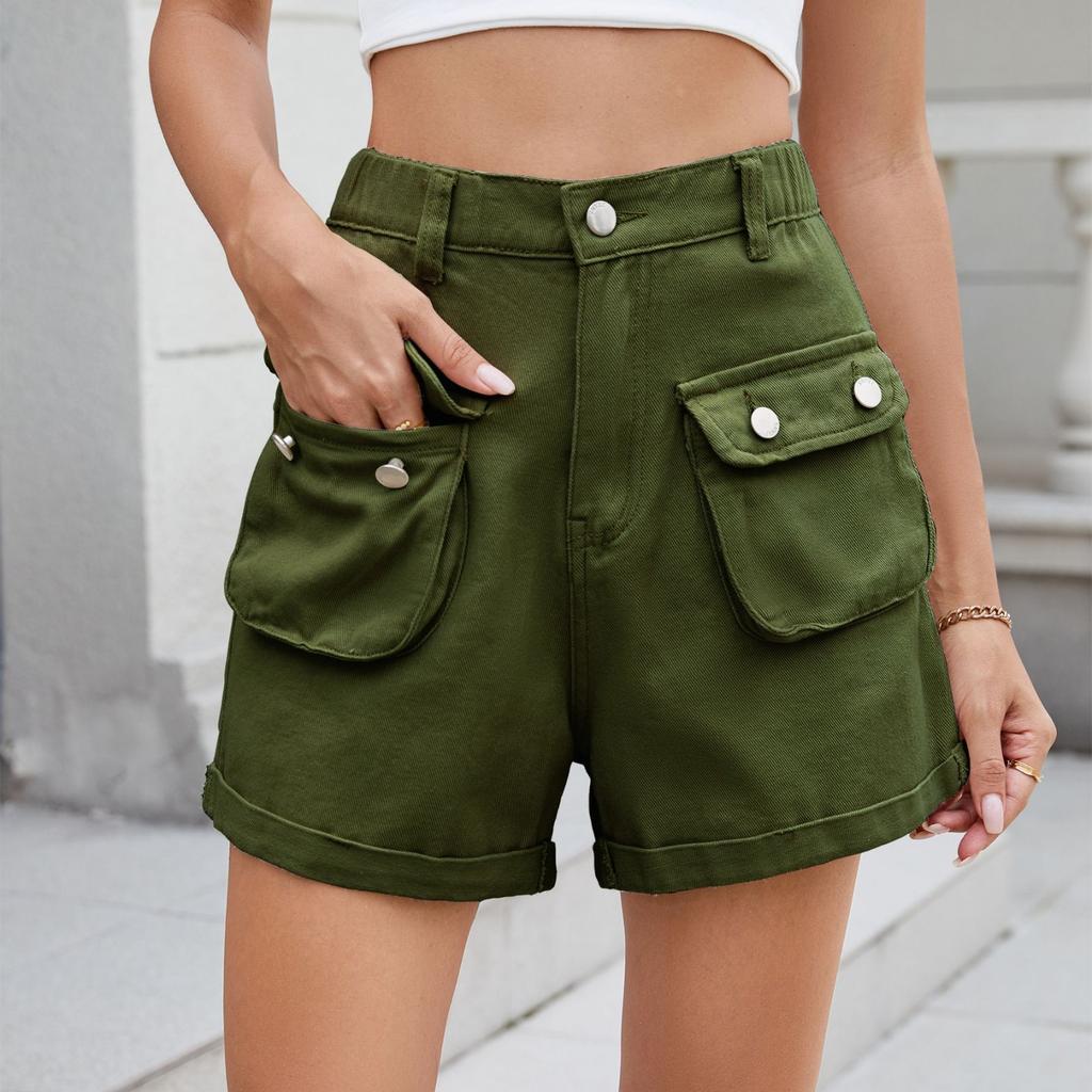 Женские модные сексуальные однотонные повседневные шорты с эластичной резинкой на талии