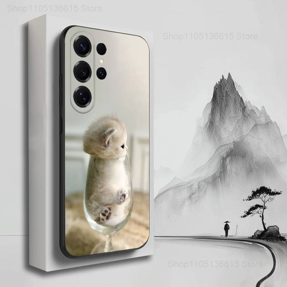 Cute Animals Clingy Cats Phone For Samsung S22,Ultra,S25,S24,S23,FE,Plus,S21,S20,Lite,S10,S9,Soft Silicone Black
