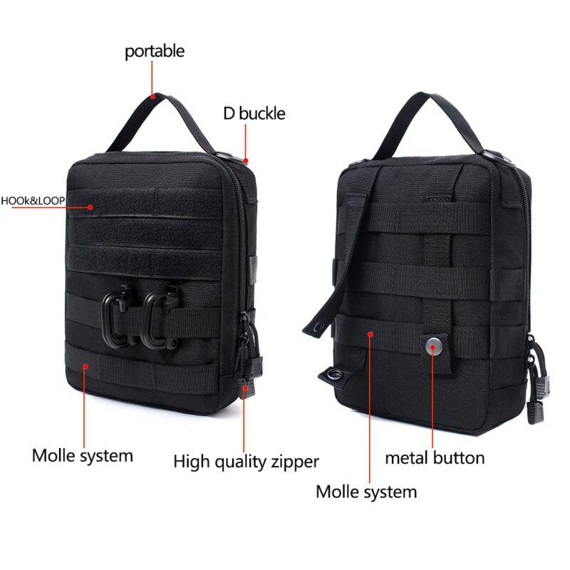 Outdoor EDC Molle Tactical Pouch Bag First Aid Kit Bag Wear-resistant Waist Pack Travel Camping Hiking Climbing Storage Bags