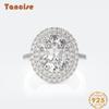 Tancise S925 Silver Oval Pigeon Egg Diamond Retro Luxury Imitation Brick Double-layer Zircon Micro Set Ring