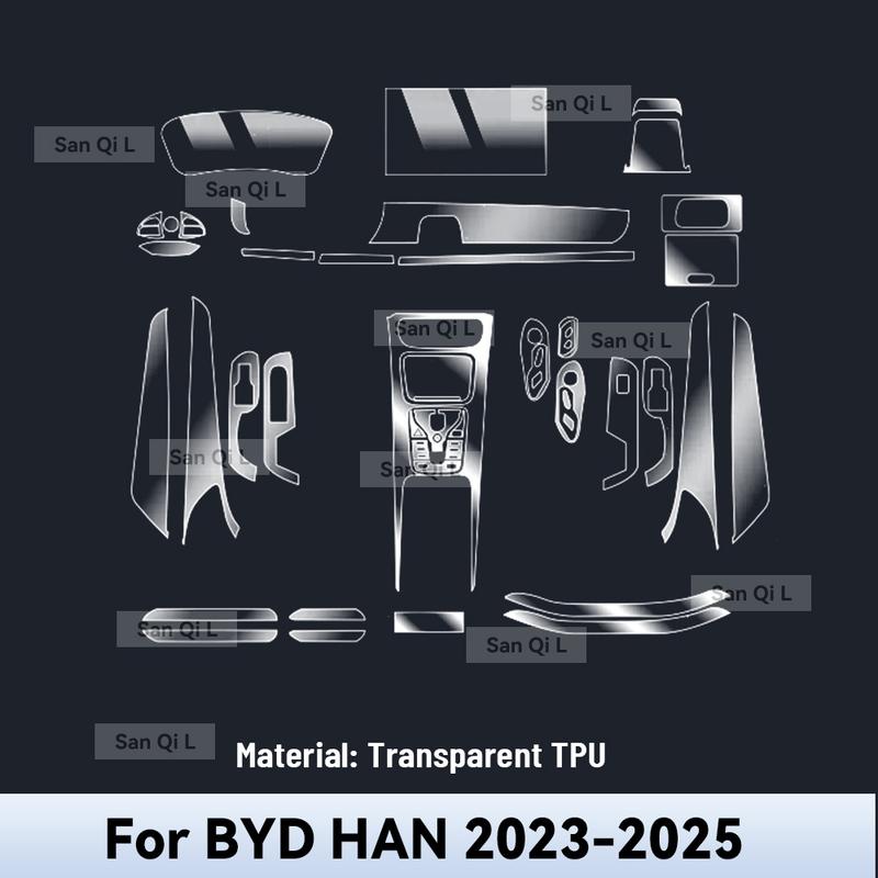 Transparent TPU For BYD HAN 2024 2025 Car Center Console Media Dashboard Navigation Anti-scratch Protector Interior Film