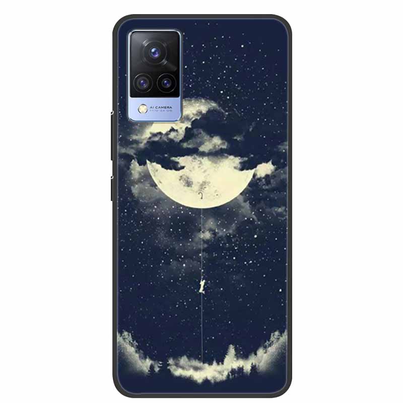 For Vivo S9 V21 V21e Case Black Silicone Back Cover Case For Vivo V21 S9 V21e Phone Cases Cover V 21 e S 9 Funda Coque Cartoon
