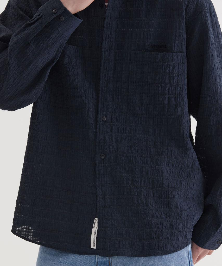 COVERNAT Summer Seersucker Shirt Navy