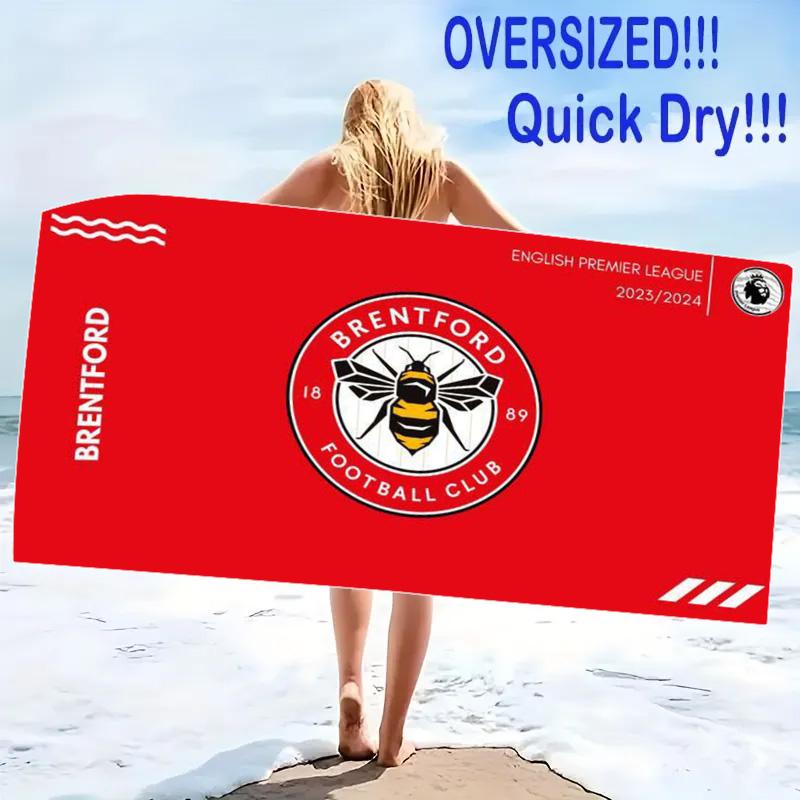 Пляжное полотенце с принтом Brentford FC, Большое мягкое быстросохнущее полотенце для пляжа, кемпинга, плавания