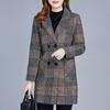 Костюм шерстяная куртка в клетку осень-зима тонкая верхняя одежда с длинными рукавами плюс размер 5xl женское универсальное пальто