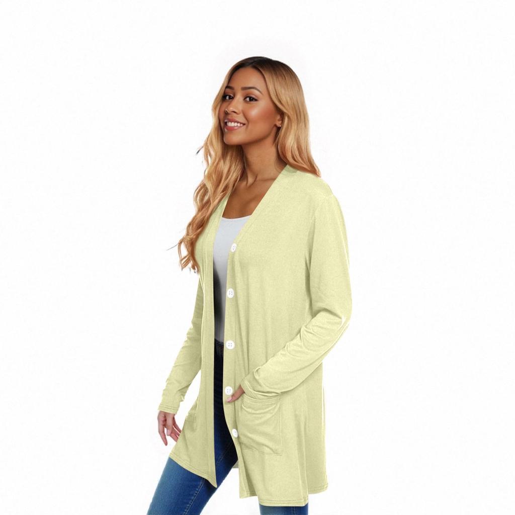 Women's Long Sleeve Cardigan Casual Jacket With Pockets Top