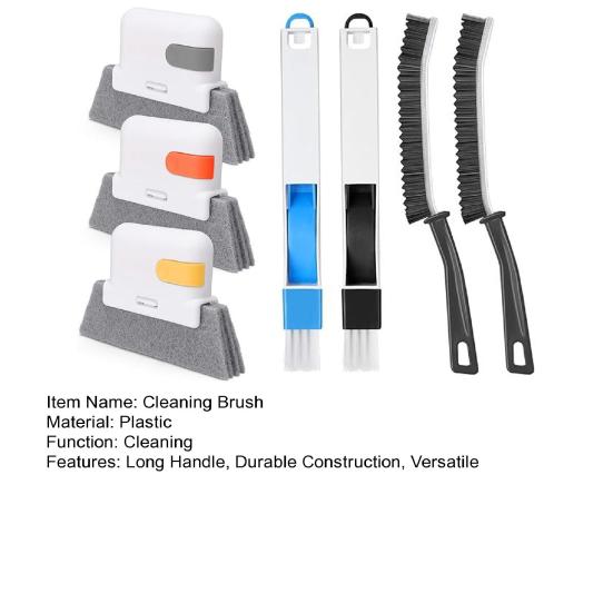 Набор из 7 щеток для чистки с длинной ручкой, сменная губка, скребок для окон, автомобилей, душа, раковины, туалета