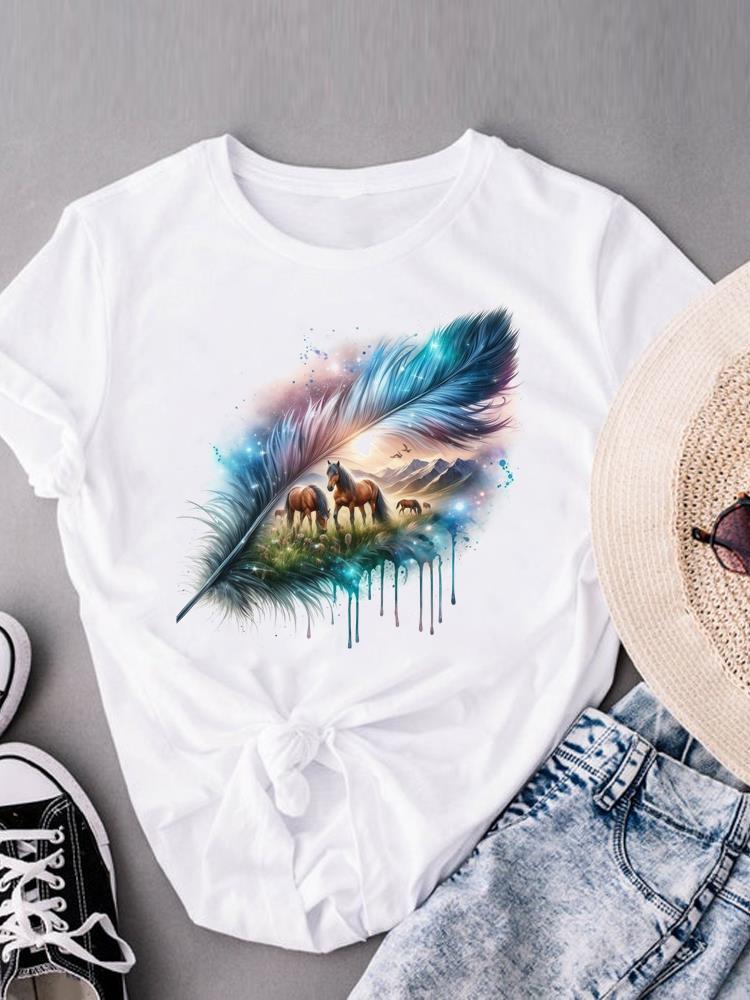 (Азиатский размер) Трендовая футболка с принтом в виде букв для женщин, с круглым вырезом, коротким рукавом, модная, женская, повседневная, футболка с графическим рисунком