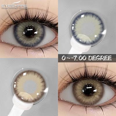 1 пара корейских коричневых линз для глаз с диоптриями, натуральные цветные контактные линзы с диоптриями, красивые серые зрачки