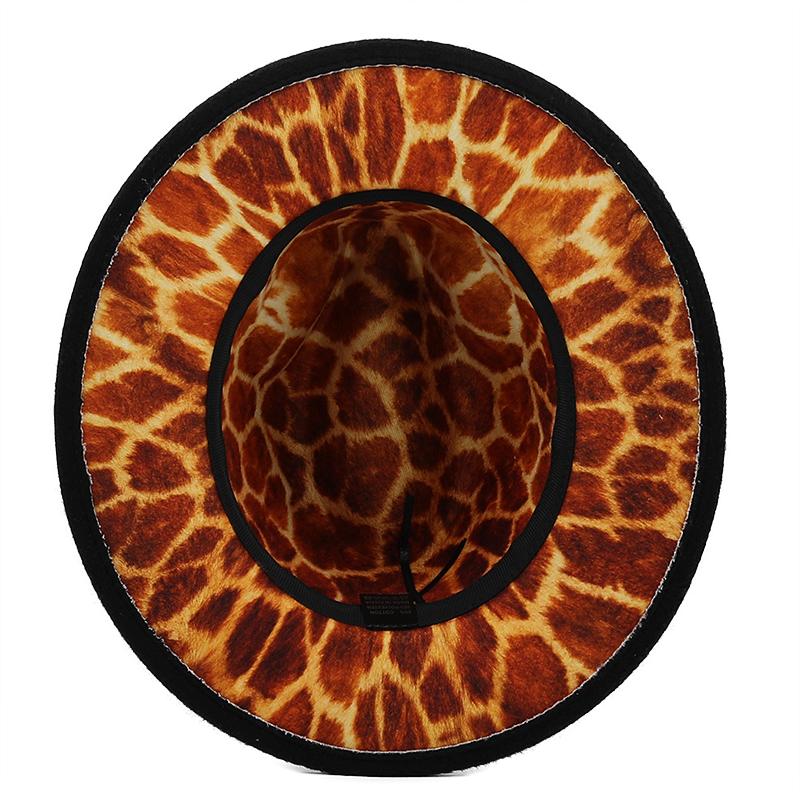 Новая широкополая леопардовая шляпа-федора с черной подошвой, женская шерстяная фетровая шляпа, женская и мужская вечерние шляпы Trilby Jazz Church, лоскутная панамская кепка