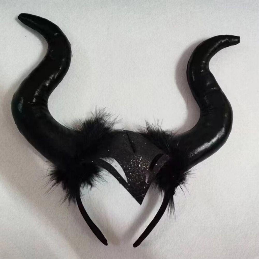 Witch Hair Accessories Ox Horn Hairband Evil Queen Evil Magic Witch Headpiece Costume Accessory