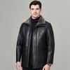 Genuine Leather Jacket for Men In Autumn and Winter Sheepskin and Fur One-piece Plus Velvet and Thickened Middle-aged Dad Jacket