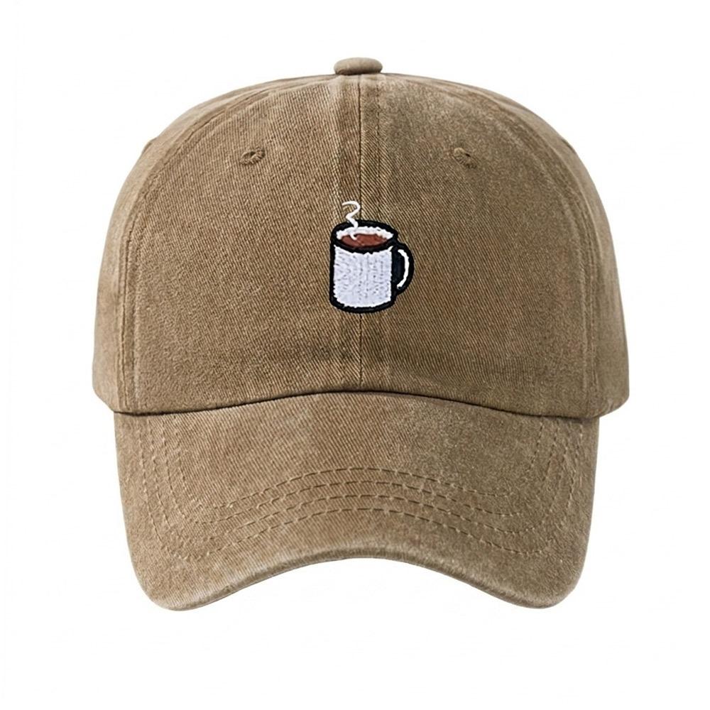 Embroidered Coffee Cup Baseball Cap Hip Hop Sun Hat Retro Distressed Baseball Cap  Unisex