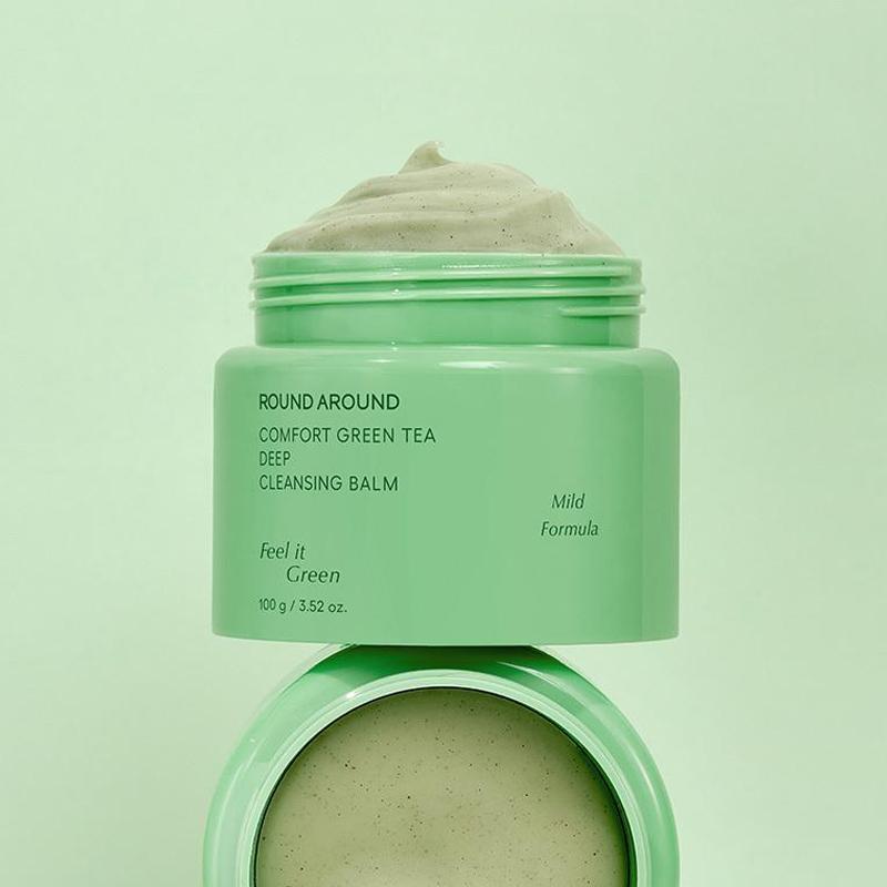 ROUND A'ROUND Комфортный бальзам для глубокого очищения с зеленым чаем 100г