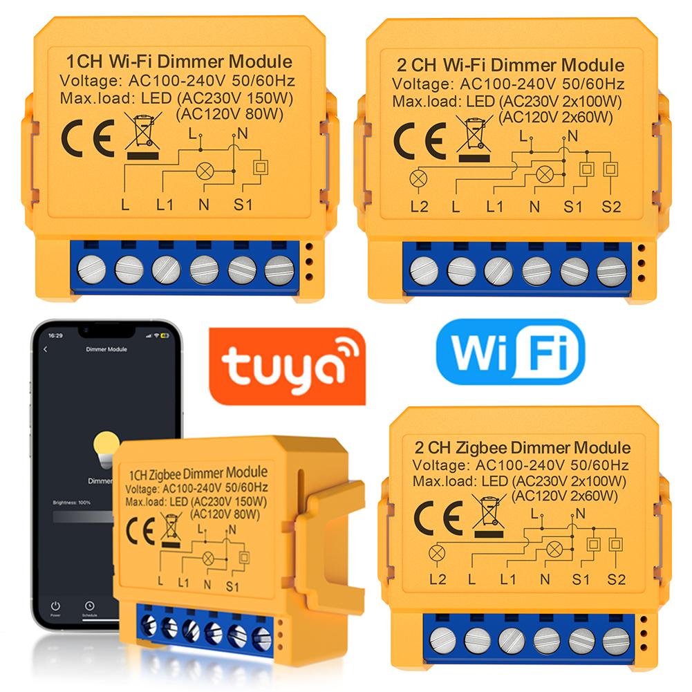 Модуль умного диммер-выключателя WiFi ZigBee Работает с Alexa Google Home Модуль диммер-выключателя на 1/2 клавиши Диммируемый выключатель света