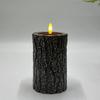 Paraffin Retro Wood Tree Stump Candle Holder with LED Candle Light for Home or Cafe Decor