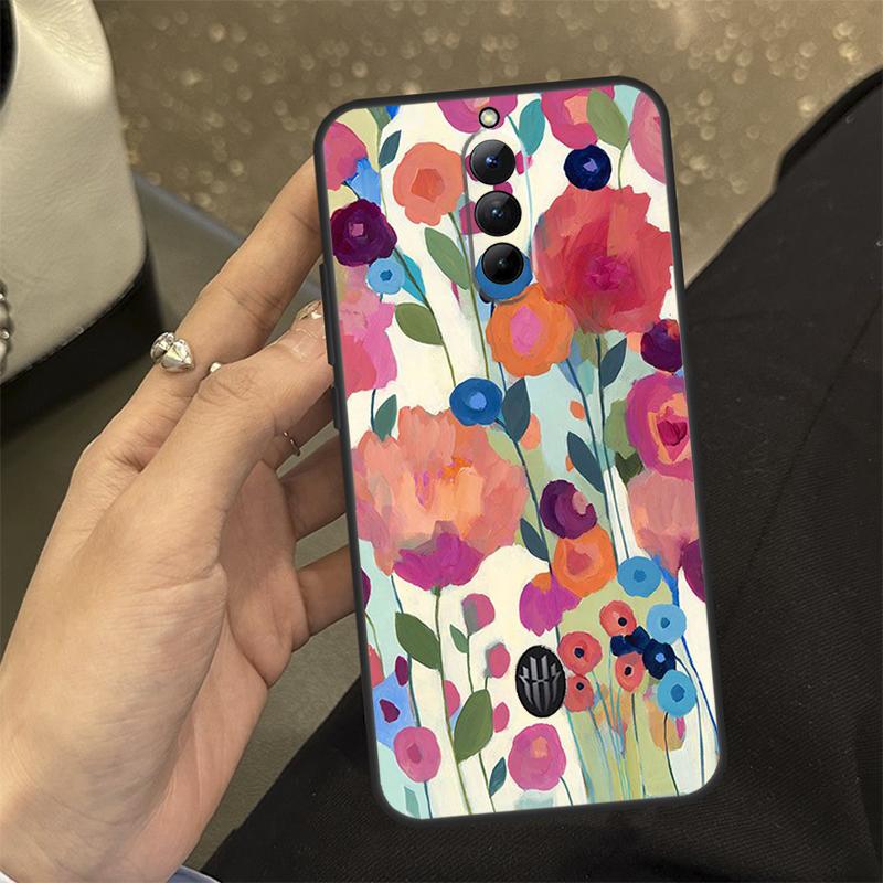 Яркий чехол-пенал с рисунком цветов для ZTE Nubia Red Magic 11 10 9 8 8S 9S 10S Pro Plus 6 7 6S 7S RedMagic 10 Air