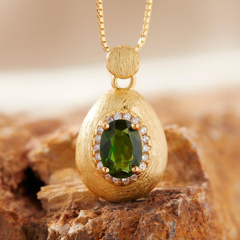 Натуральный аметистовый кулон-ожерелье женское S925 стерлинговое серебро матовое с танзанийским диопсидом топаз гранат цветной сокровище