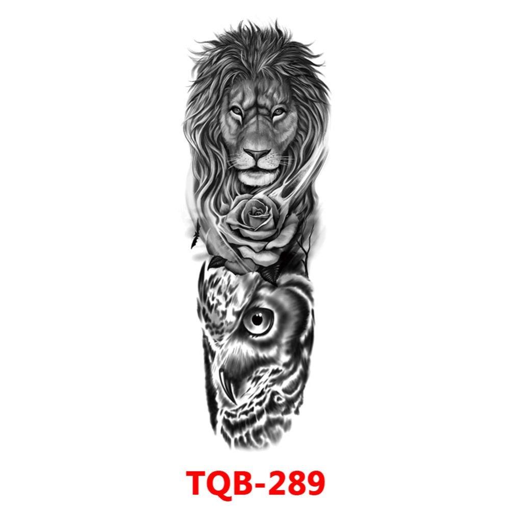 Full Arm Fake Tattoo Sleeve Men and Women Temporary Tattoo Sticker Lion Werewolf Cross Big Arm Tattoo Waterproof