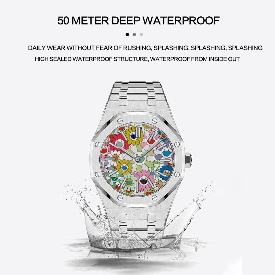 Men's Sunflower Dial Watch – Luminous & Waterproof (50M), Stainless Steel Casual Sports Timepiece
