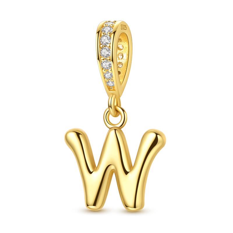925 Silver Golden Series Charms Bead with CZ Zircon Whale Butterfly Sun Pendant for DIY Fashion Jewelry Bracelet