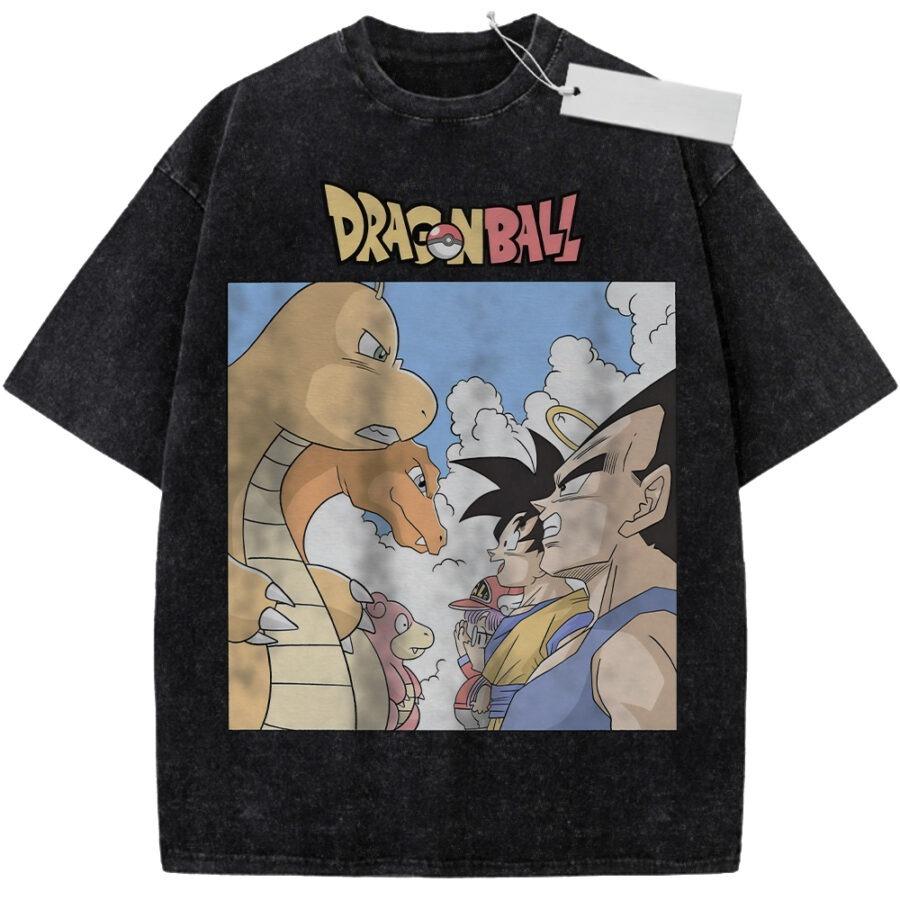 T Shirt Sports T Shirt Short Sleeve T Shirt Multi Color Unisex Pure Cotton Washed Retro Dragon Ball Z Warriors Shenron Print