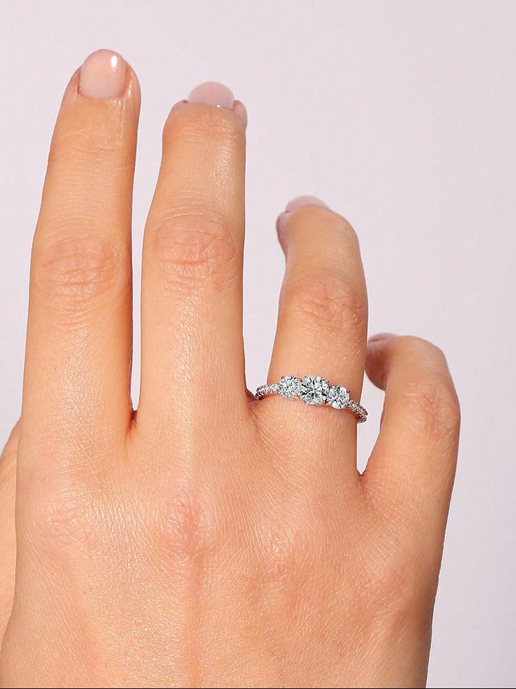 Серебро 925 пробы Классическое Модное 0.5ct Циркон Круглое Кольцо Для Женщин Юбилей Помолвка Свадьба Роскошное Высококачественное Украшение