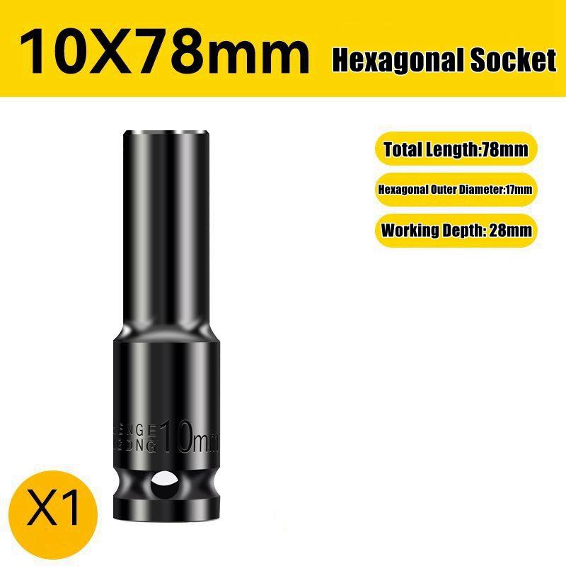 Набор глубоких ударных головок 1/2" Привод Метрический ключ Черная головка Глубокая ударная головка Пневматическая головка Инструменты для снятия шин