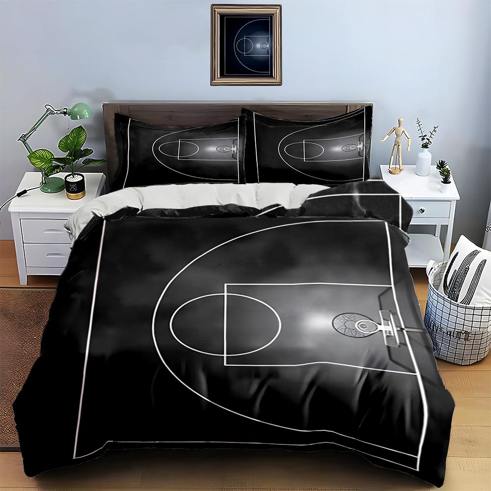 Basketball court illustration. Bedding Duvet cover sets Duvet covers Pillowcases gifts (1 * Duvet Cover 2 * Pillowcases, without duvet insert)