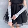 Women Lolita Jk Lace Fingerless Gloves Black Gothic Strapping Sunscreen Sleeve Clothing Accessories Elastic Mesh Punk Gloves