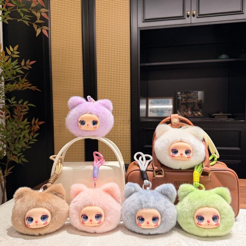 Cute Soft Plush Doll Keychain with Vinyl Face Lovely Bag Pendant Trendy Girly Backpack Charm for Party Favor Gifts