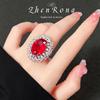 Luxury Women Jewelry Set Vintage Zircon Ruby Earrings and Pendant Necklace with Gemstone Ring High End Fashion Gift