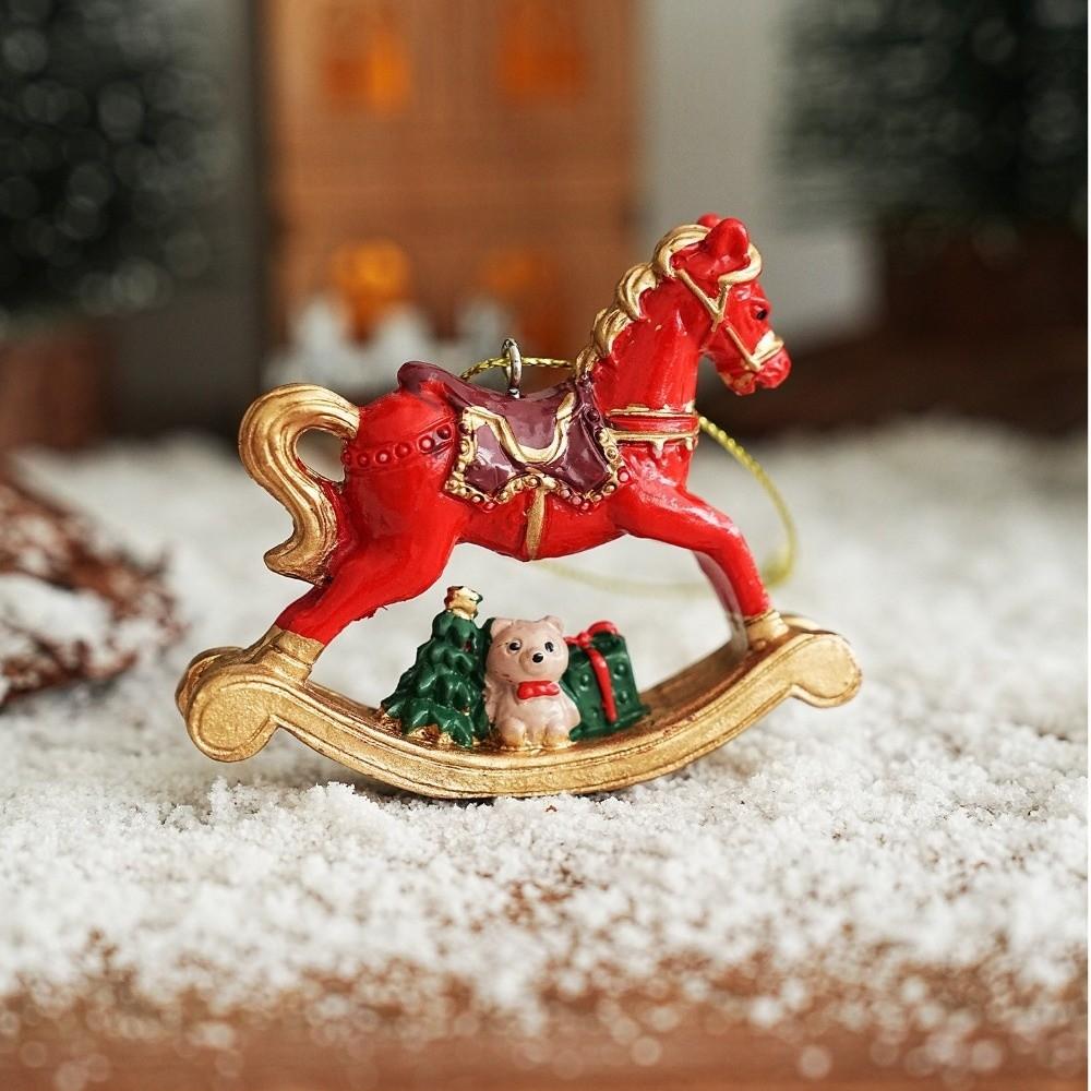 Vintage Christmas Ornament Hand Painted Resin Figurine Tree Hanging Decoration Festive Arrangement