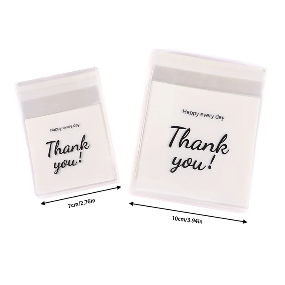 100Pcs Plastic Candy Gift Bags Thank You Cookies Baking Packaging Bag  Xmas Gift Packaging Bags