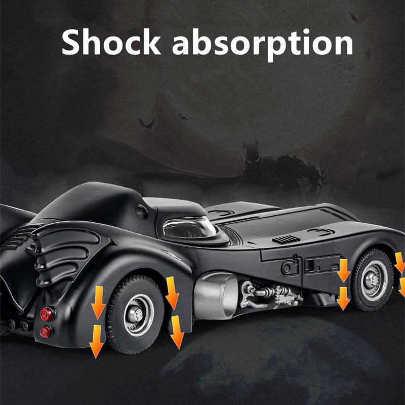 1/24 Classic Movie Car Alloy Batmobile Bat Sports Car Model Diecast Metal Toy Racing Car Model Sound Light Simulation Kids Gifts