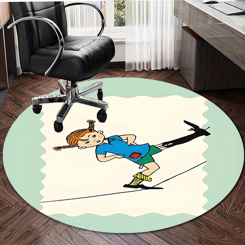 1pc Pippi Longstocking2 Print Round Carpet Chair Round Carpet Suitable for Bedroom Living Room Home Decorative Carpet