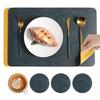 Nordic ins cowhide pattern leather PU mat two-color rectangular dining table mat high-end western food plate mat anti-scalding and heat insulation mat