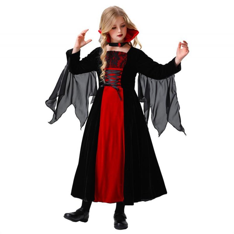 Girls Halloween Cosplay Queen Devil Dress Set Kids Party Role Play Costume 120-150